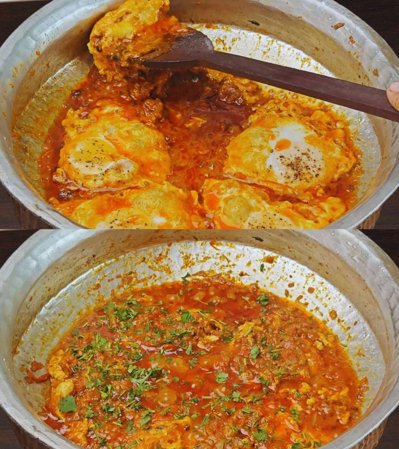 Garnishing with coriander leaves 