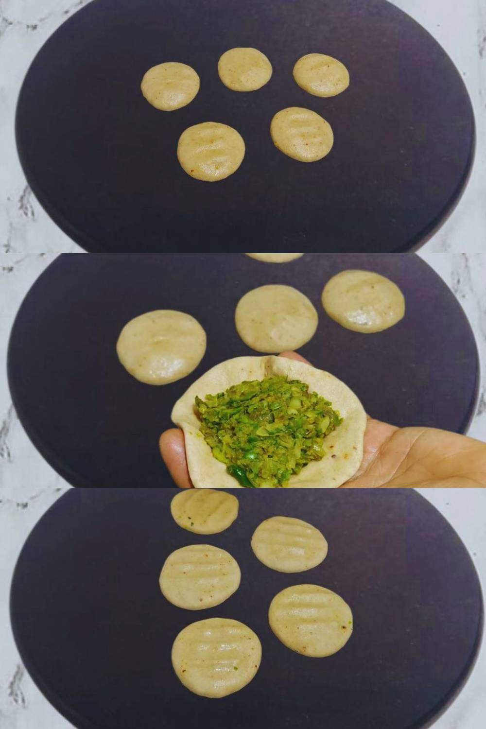 Matar paratha recipe step 8 Making stuffed pedas