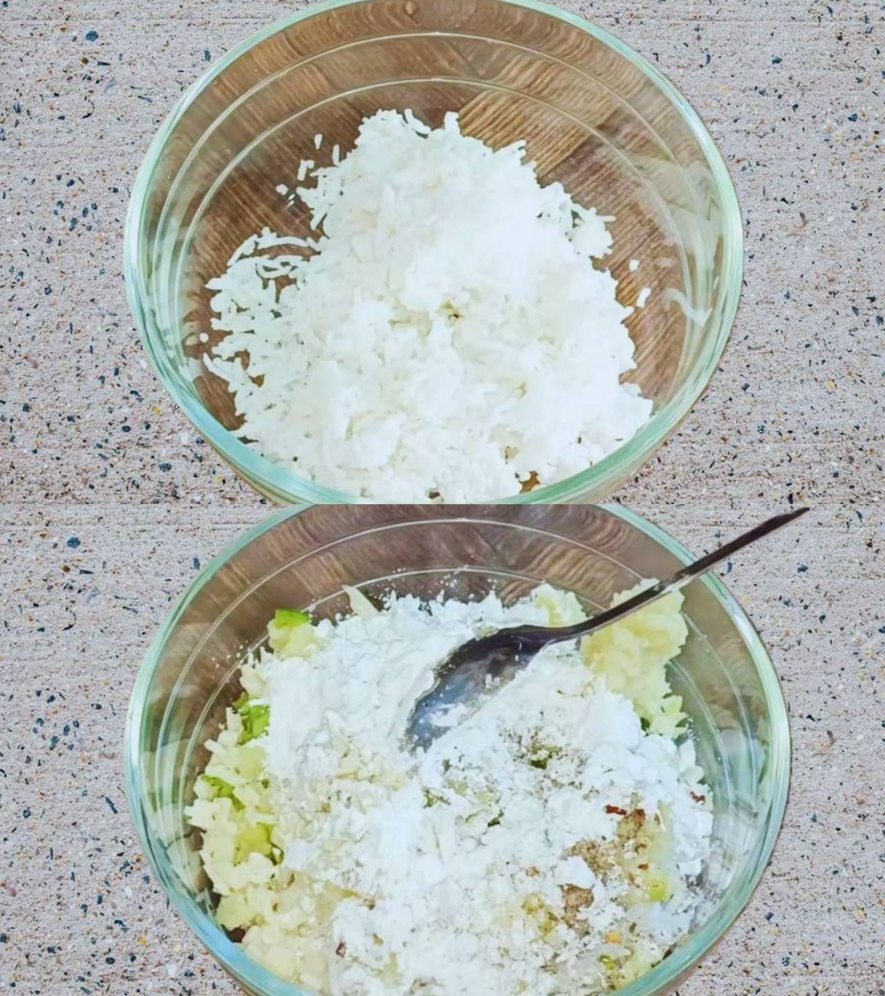 Mixing all ingredients with rice 