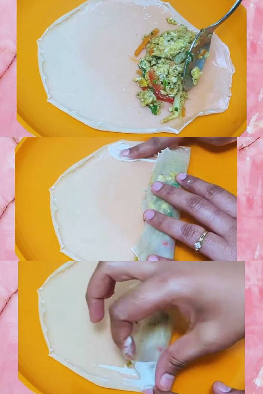 Egg spring roll recipe step 5 Putting egg stuffing