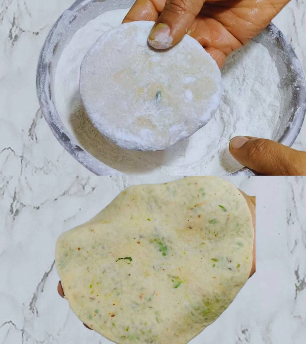 Matar paratha recipe step 9 Rolling paratha