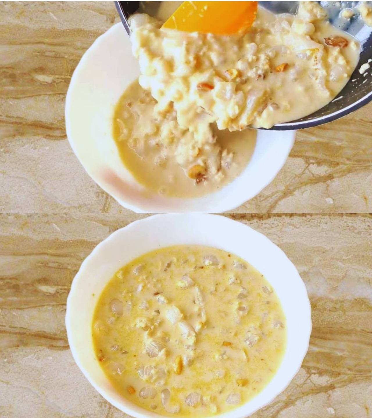Transferring Litchi Rabdi 