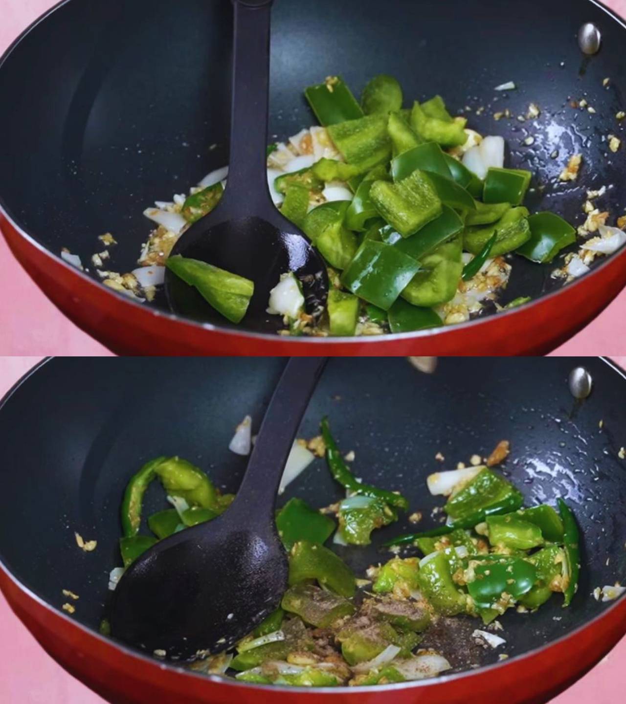 Adding capsicum and black pepper powder 