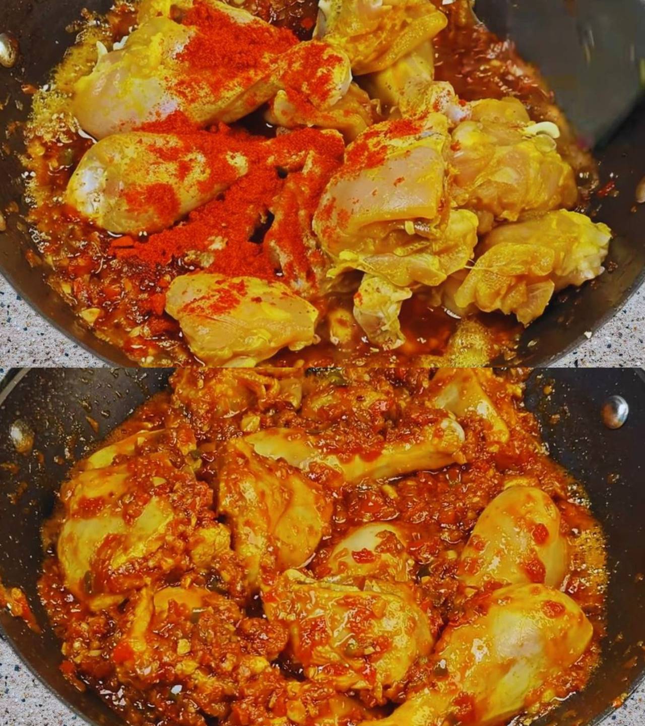 Adding chicken and chili powder 