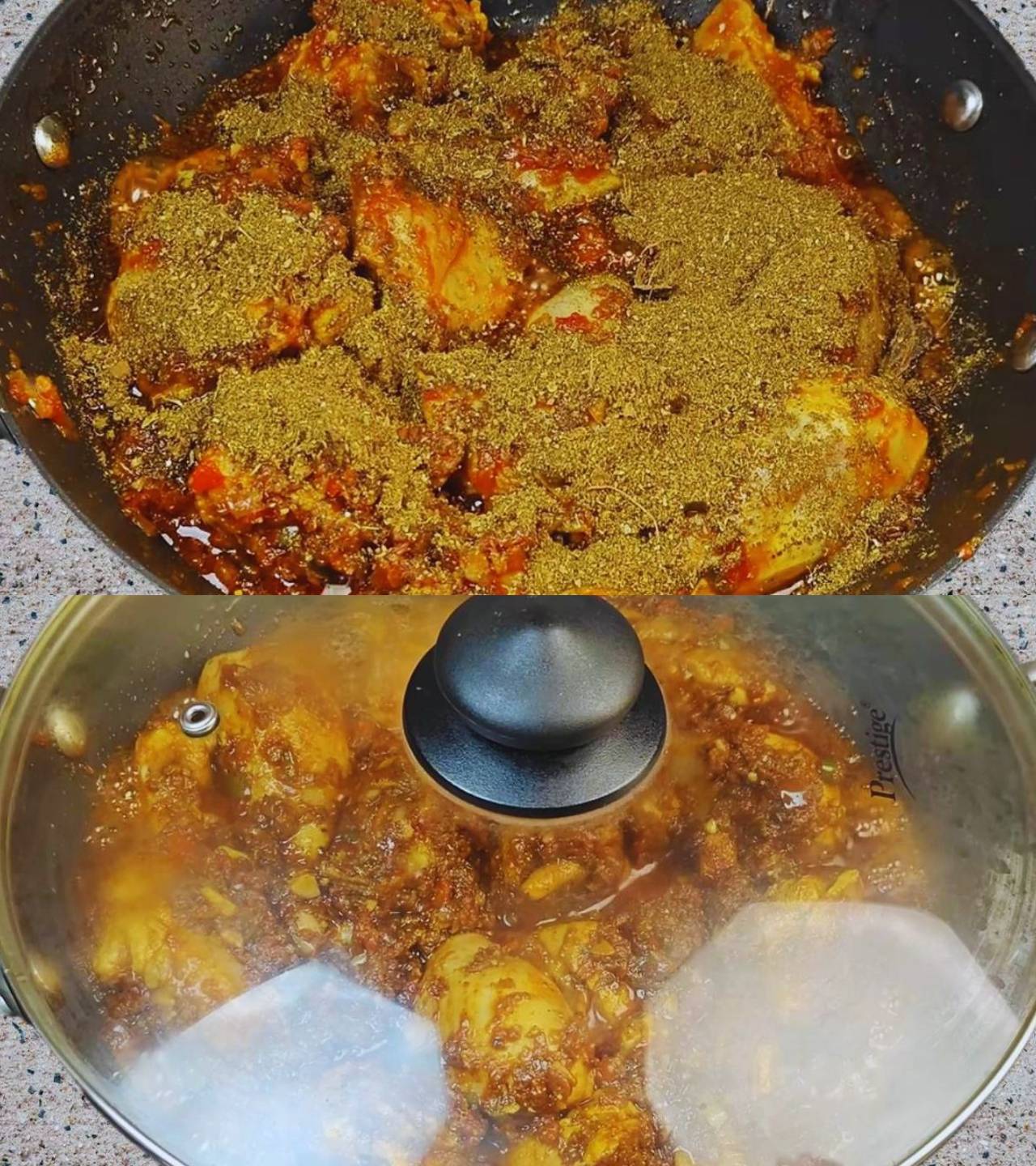 Adding ground spices to chicken 