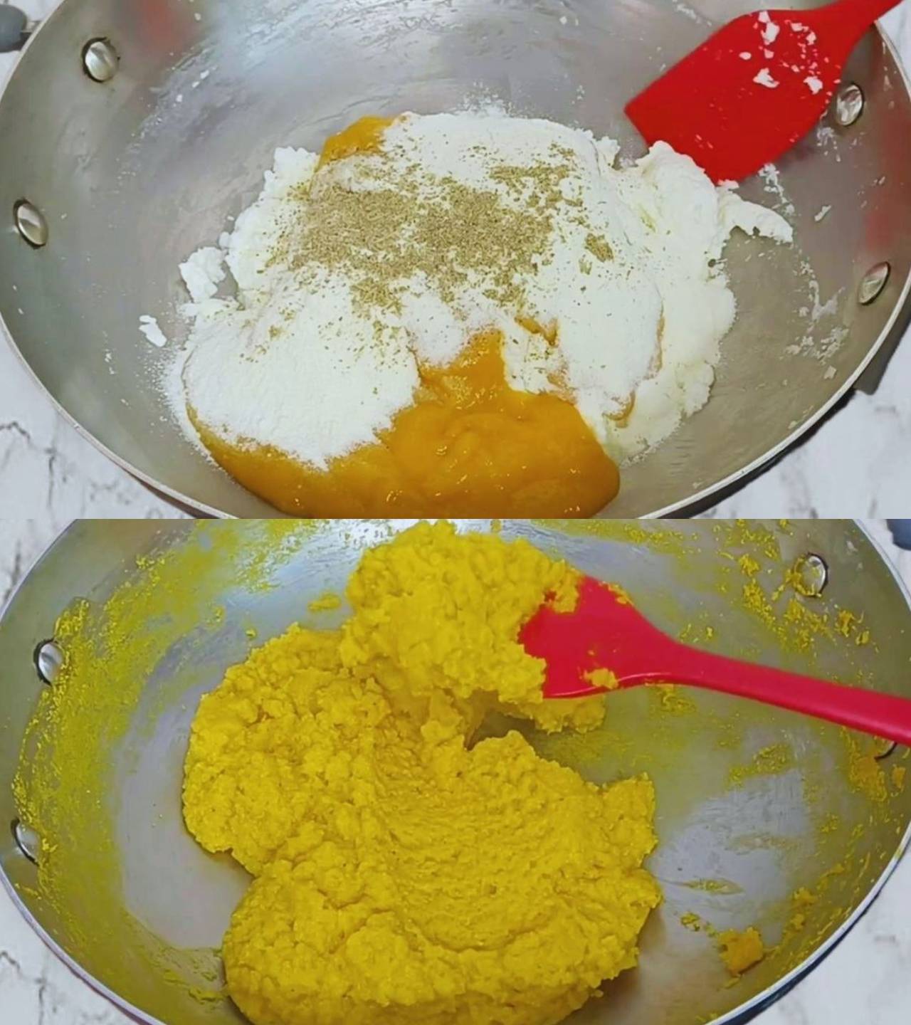 Adding milk and elaichi powder 