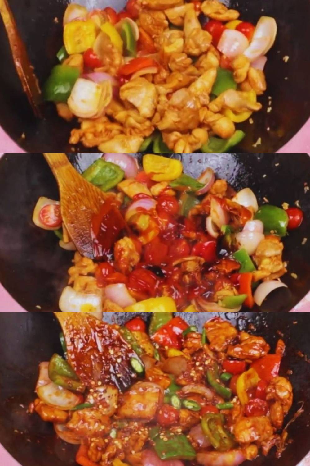 Adding sauces chilies and other spices