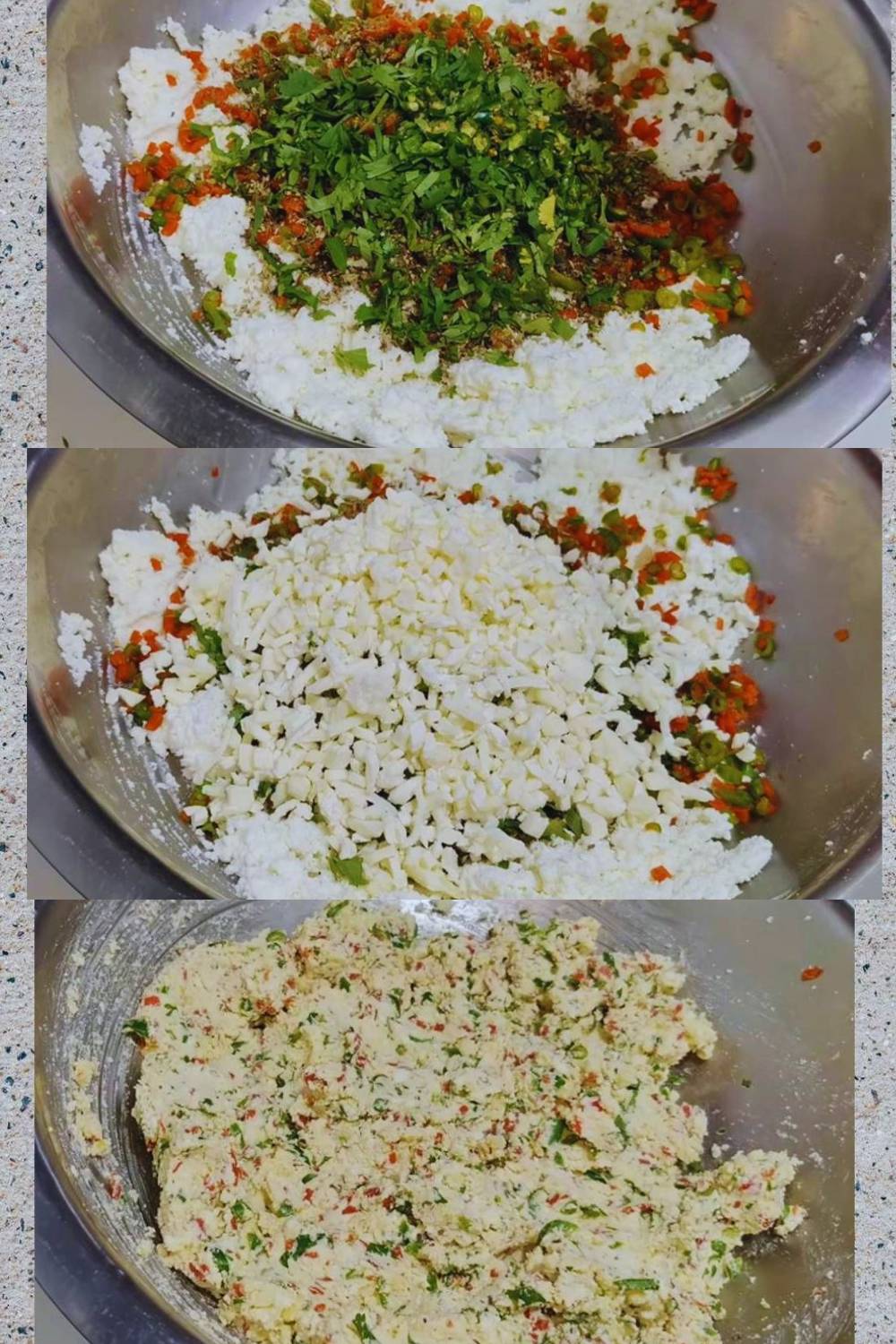 Adding veggies, cheese and other ingredients 