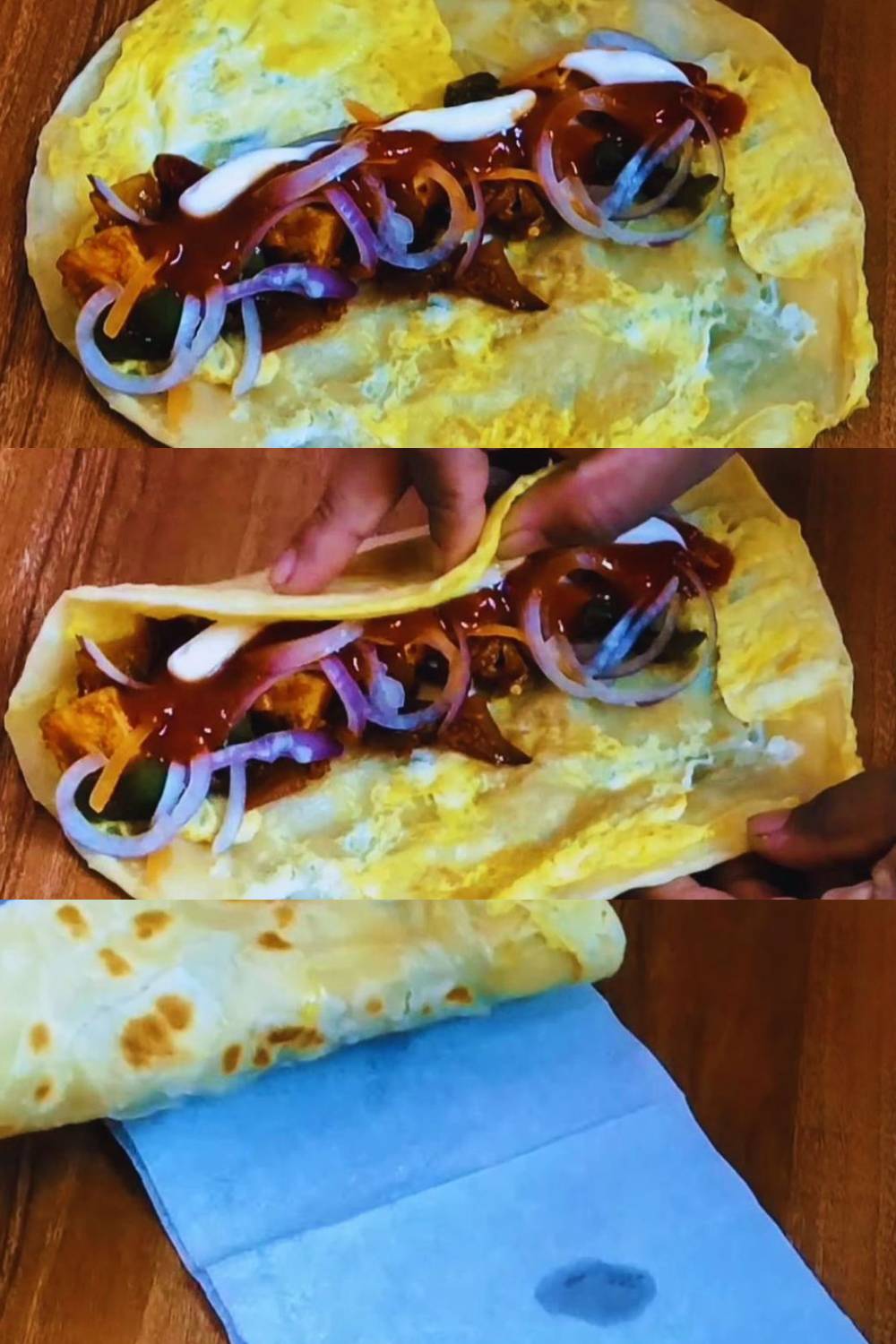 Assembling Egg Paneer Roll 