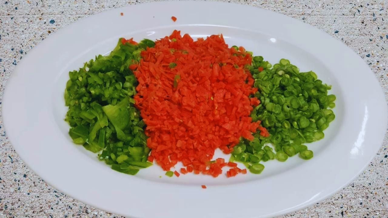 Paneer bread roll recipe step 2 Chopped veggies