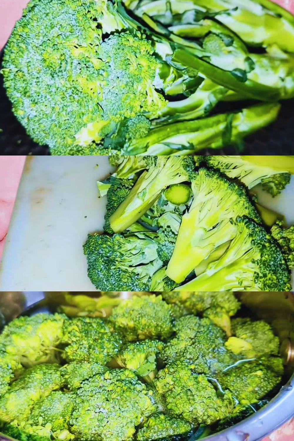 Broccoli soup recipe step 1 Cutting broccoli