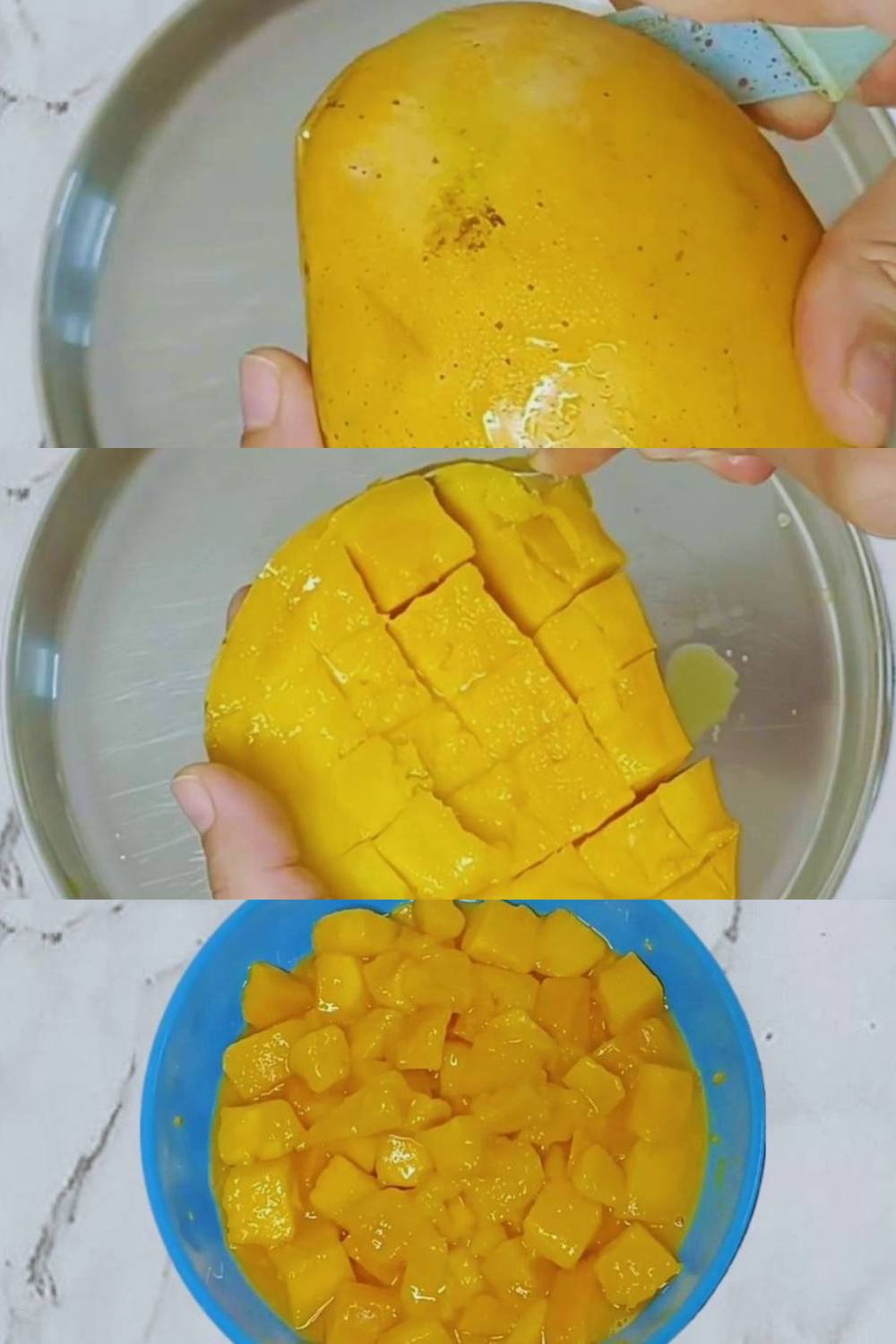 Cutting ripe mango 