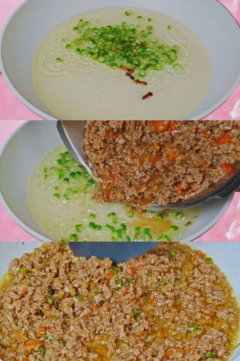 Frying cooked mutton