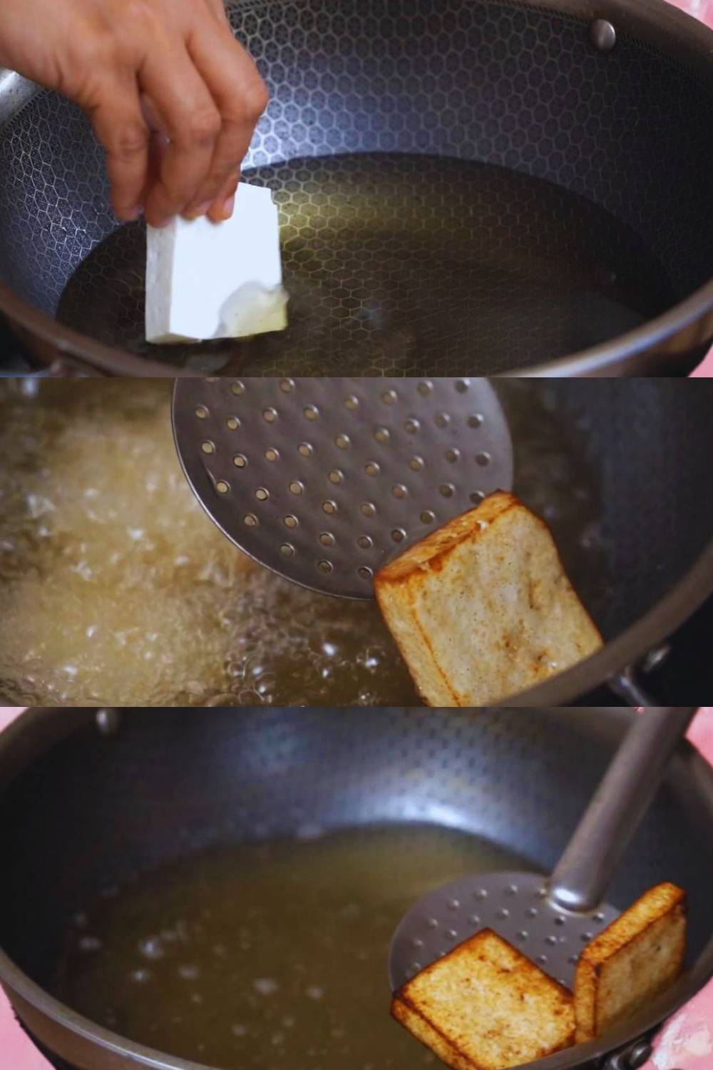 Frying paneer pieces 