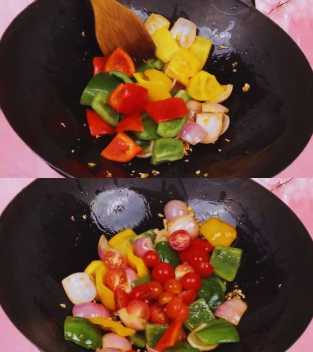 Frying veggies