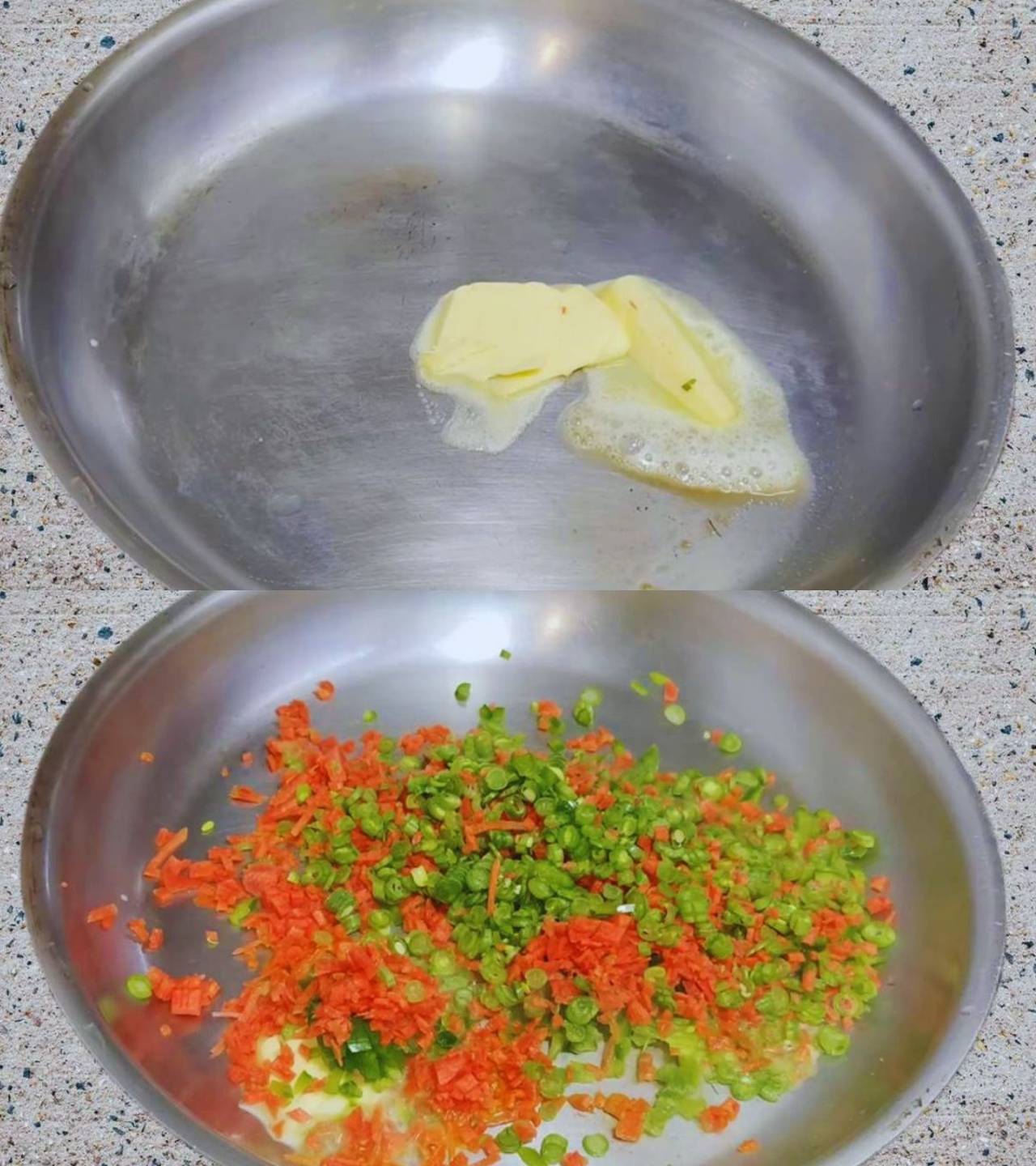 Paneer bread roll recipe step 3 Frying veggies