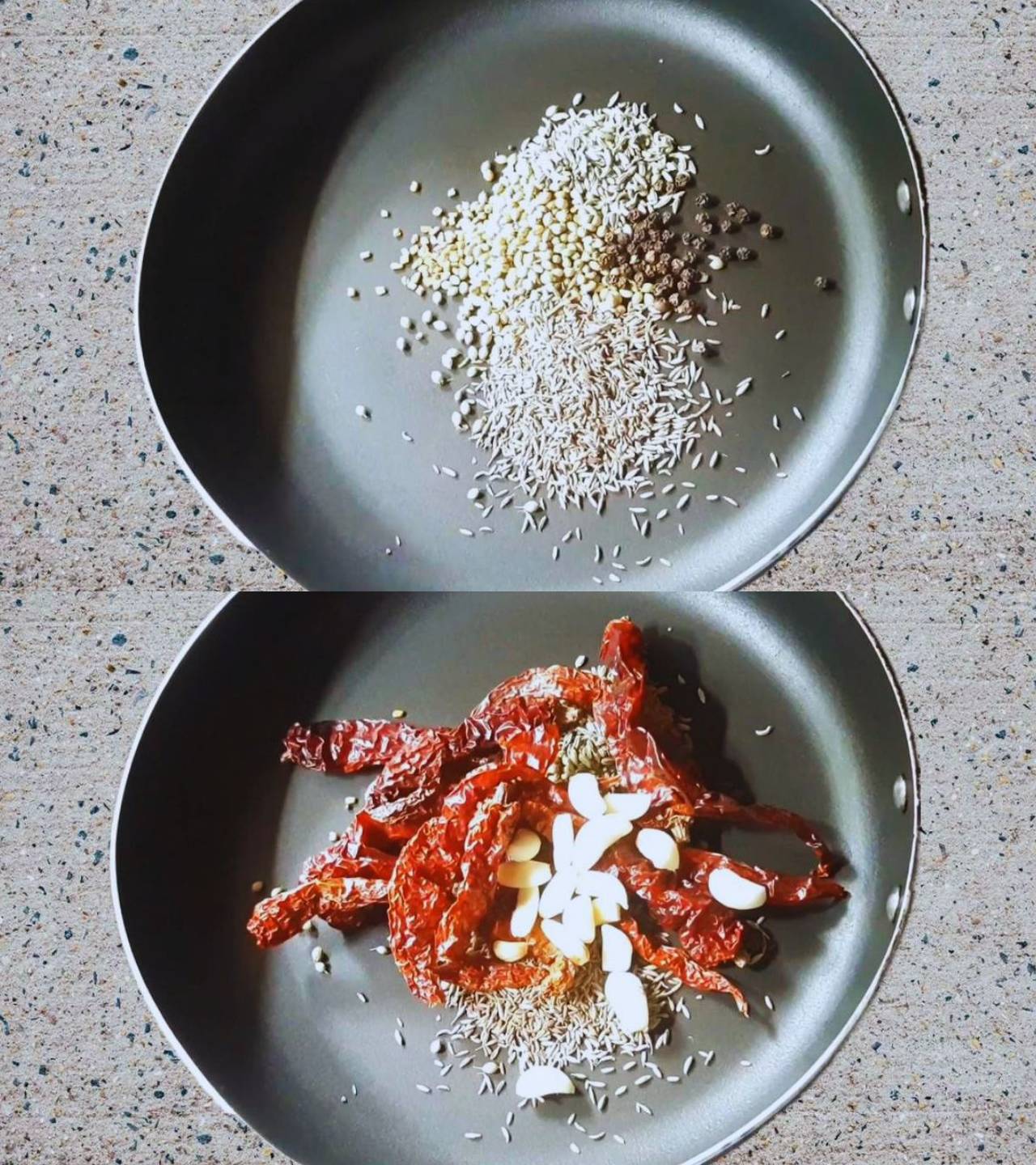 Frying whole spices 