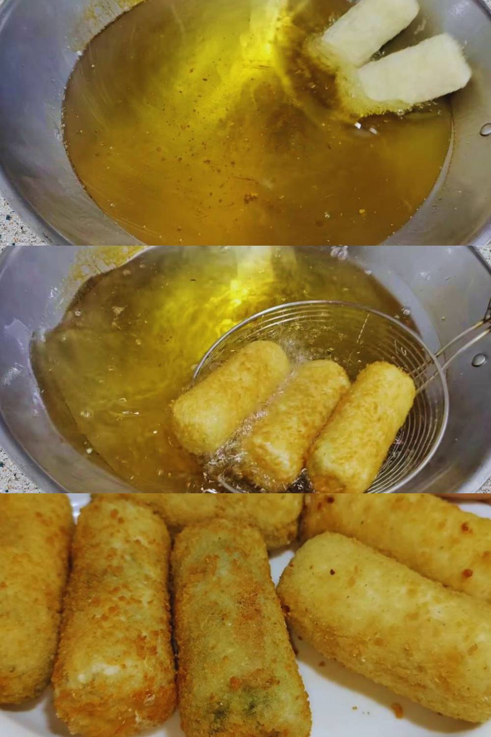 Paneer bread roll recipe step 11 Half fried rolls