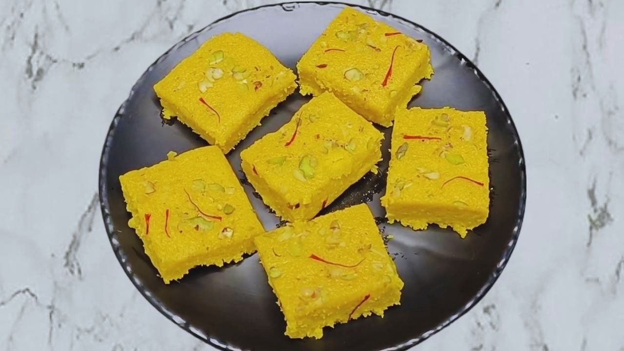 Mango Coconut Burfi served 