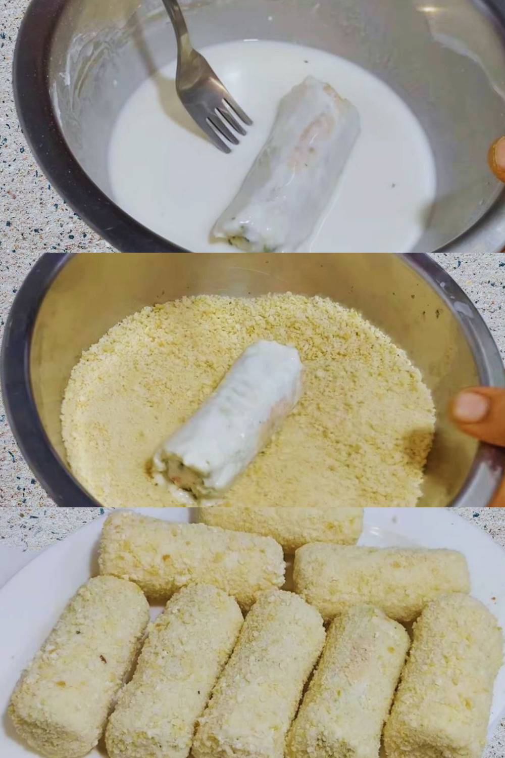 Paneer bread roll recipe step 10 Perfectly coated rolls