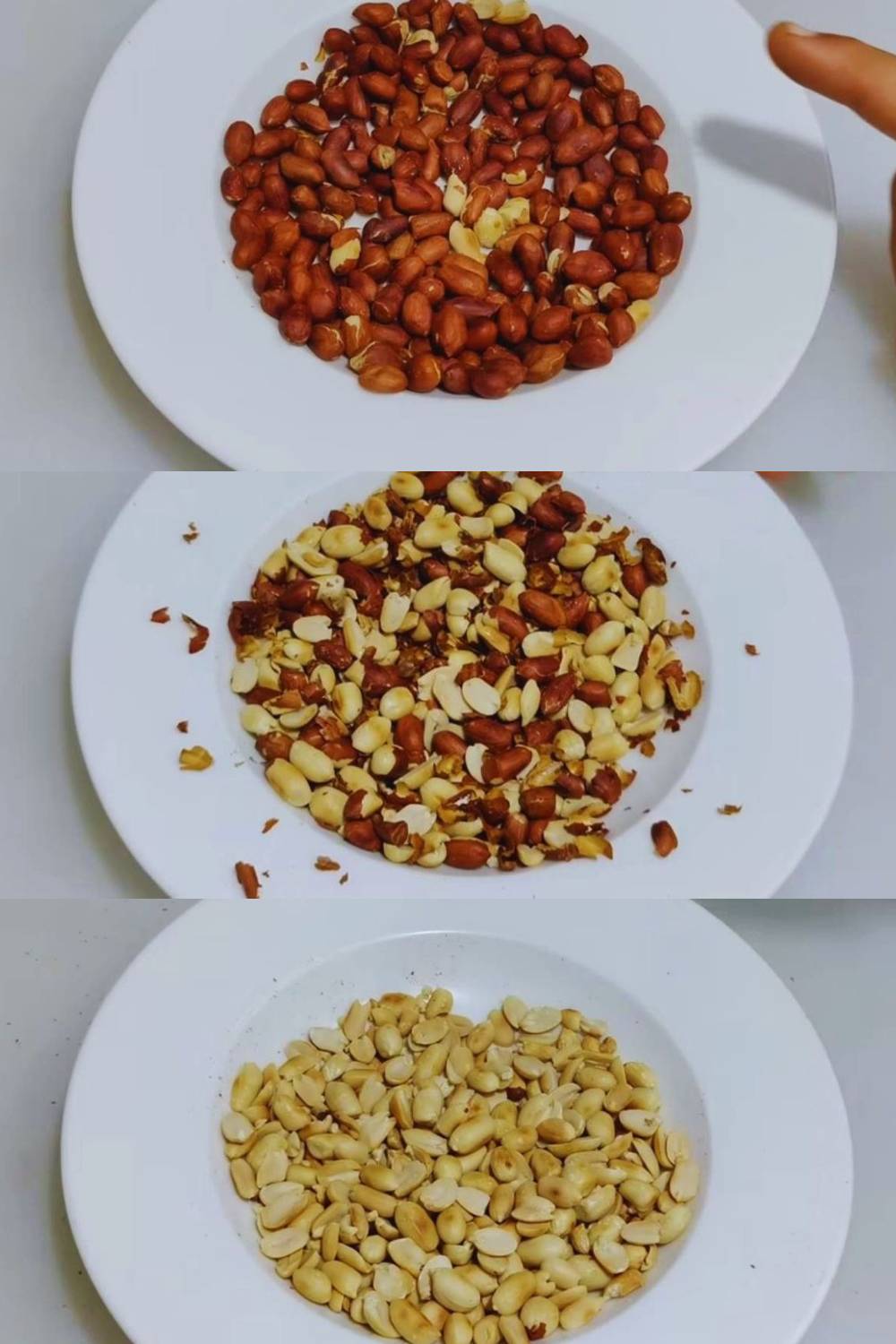Removing skin from roasted peanut 