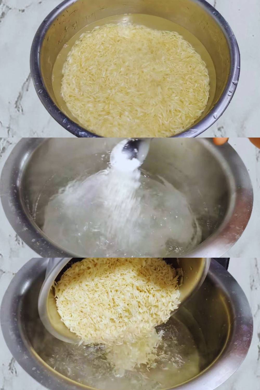 Soaking and boiling rice 