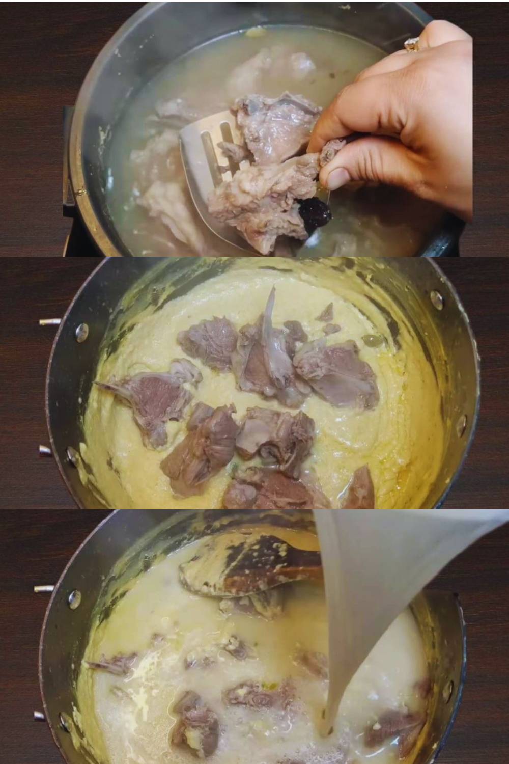 Adding boiled mutton