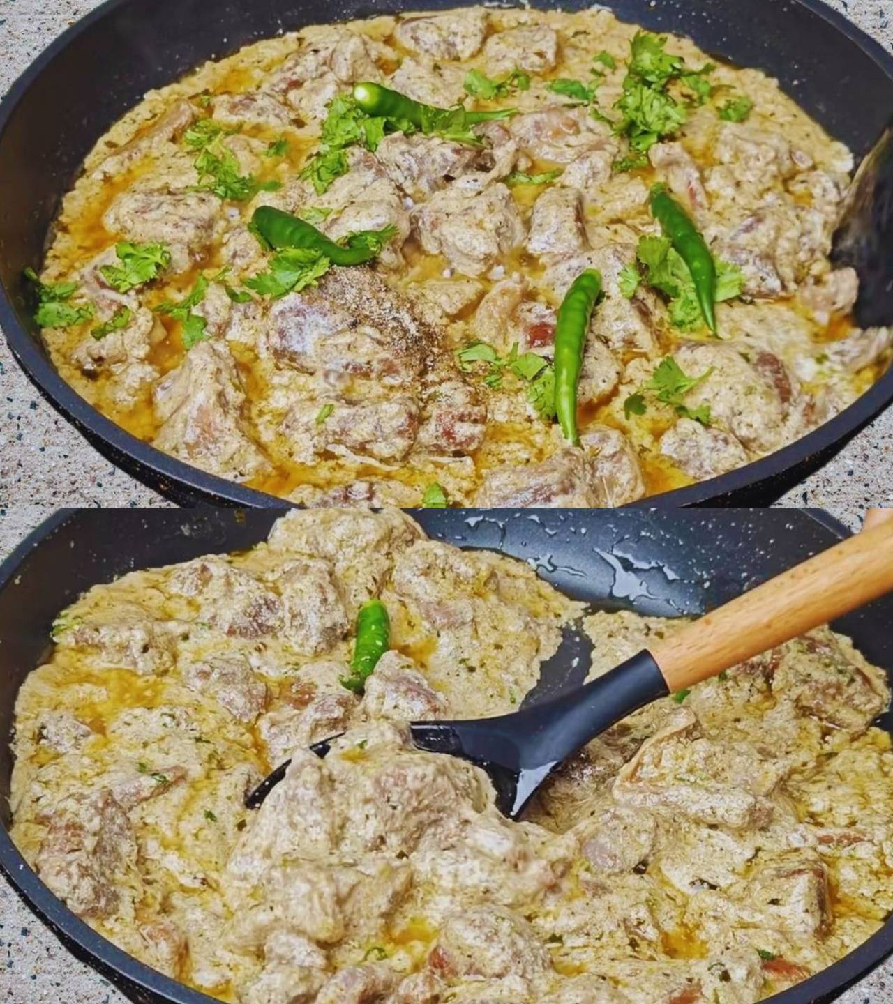 Adding coriander leaves and green chilies