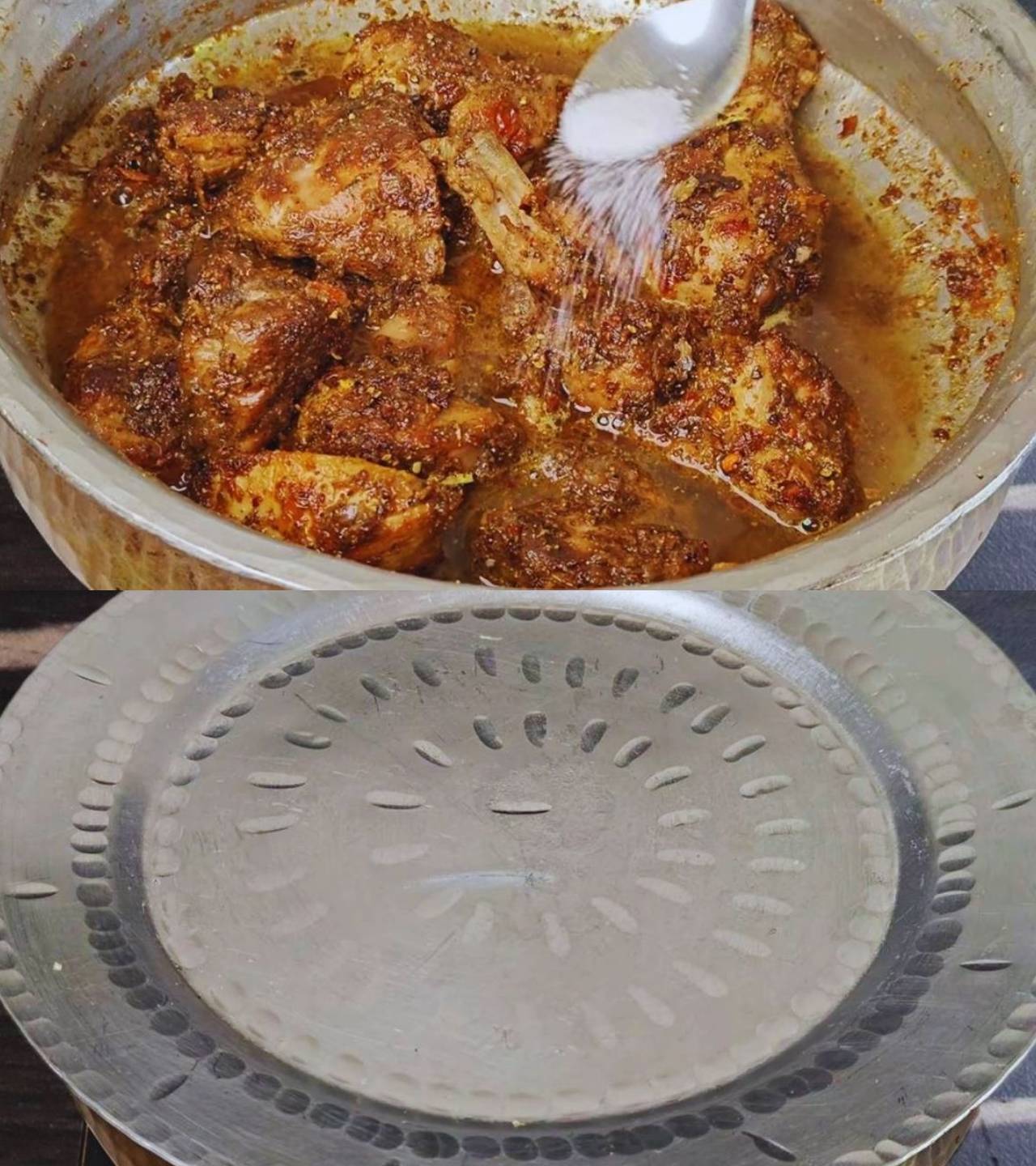 Adding salt and water 
