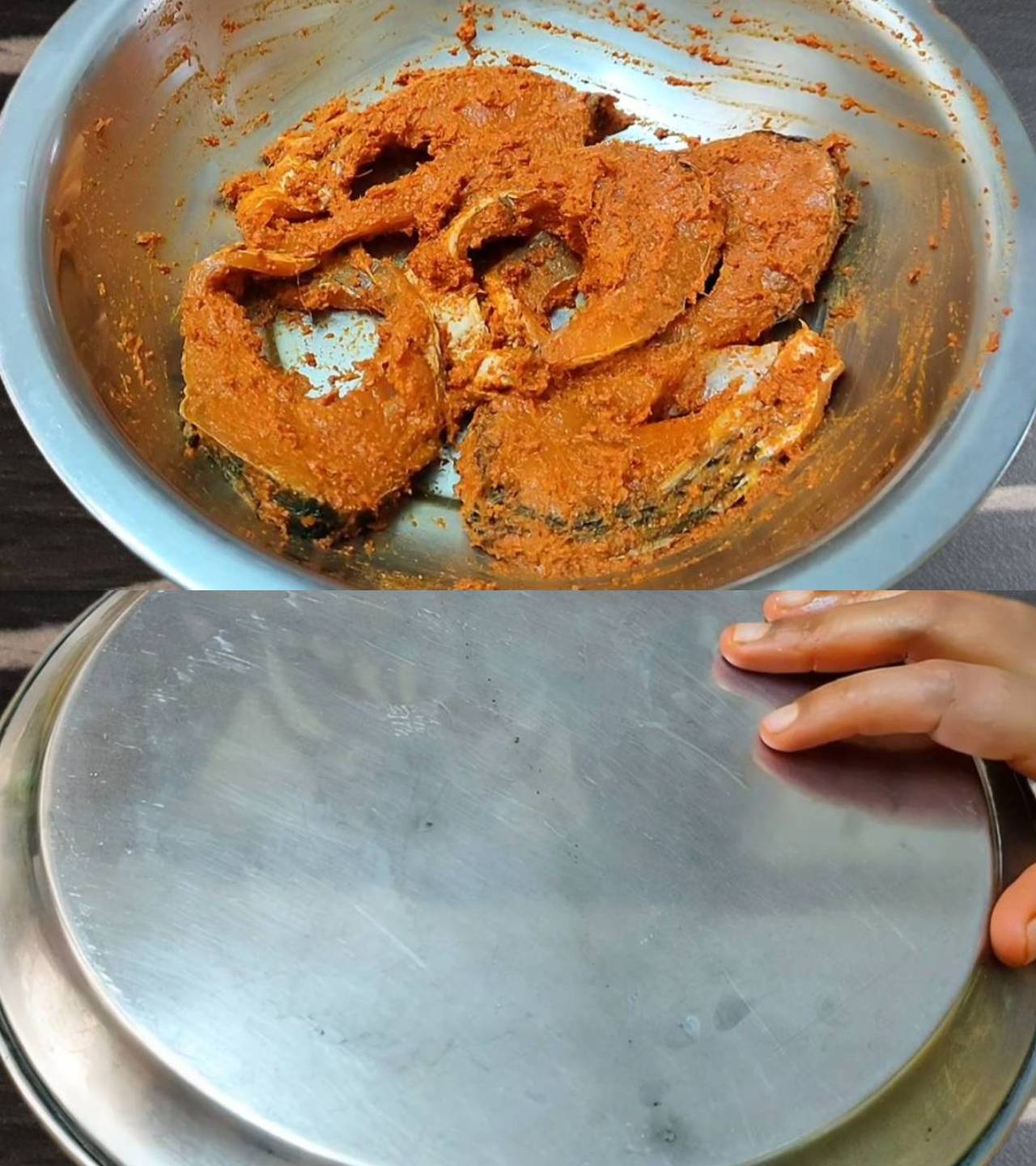 Applying masala paste 