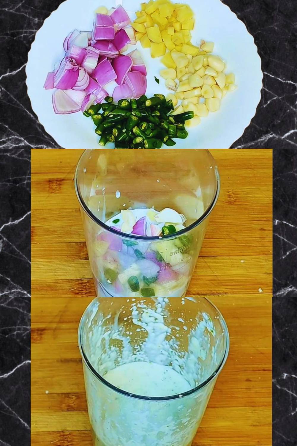 Fish coconut milk curry recipe step 3 Blending ginger, garlic, onions, chilies with coconut milk