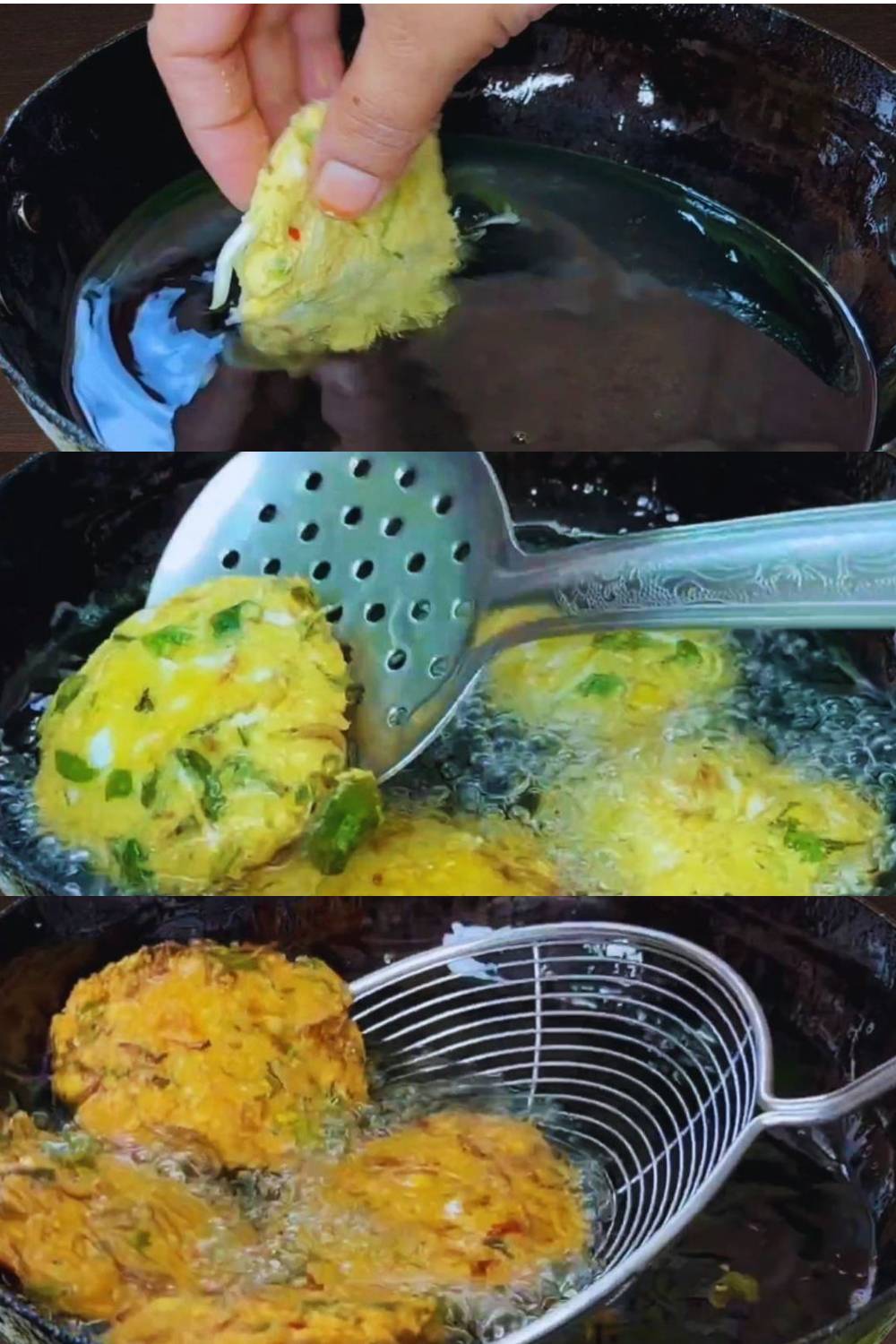 Cabbage vada recipe step 7 Frying cabbage vadas