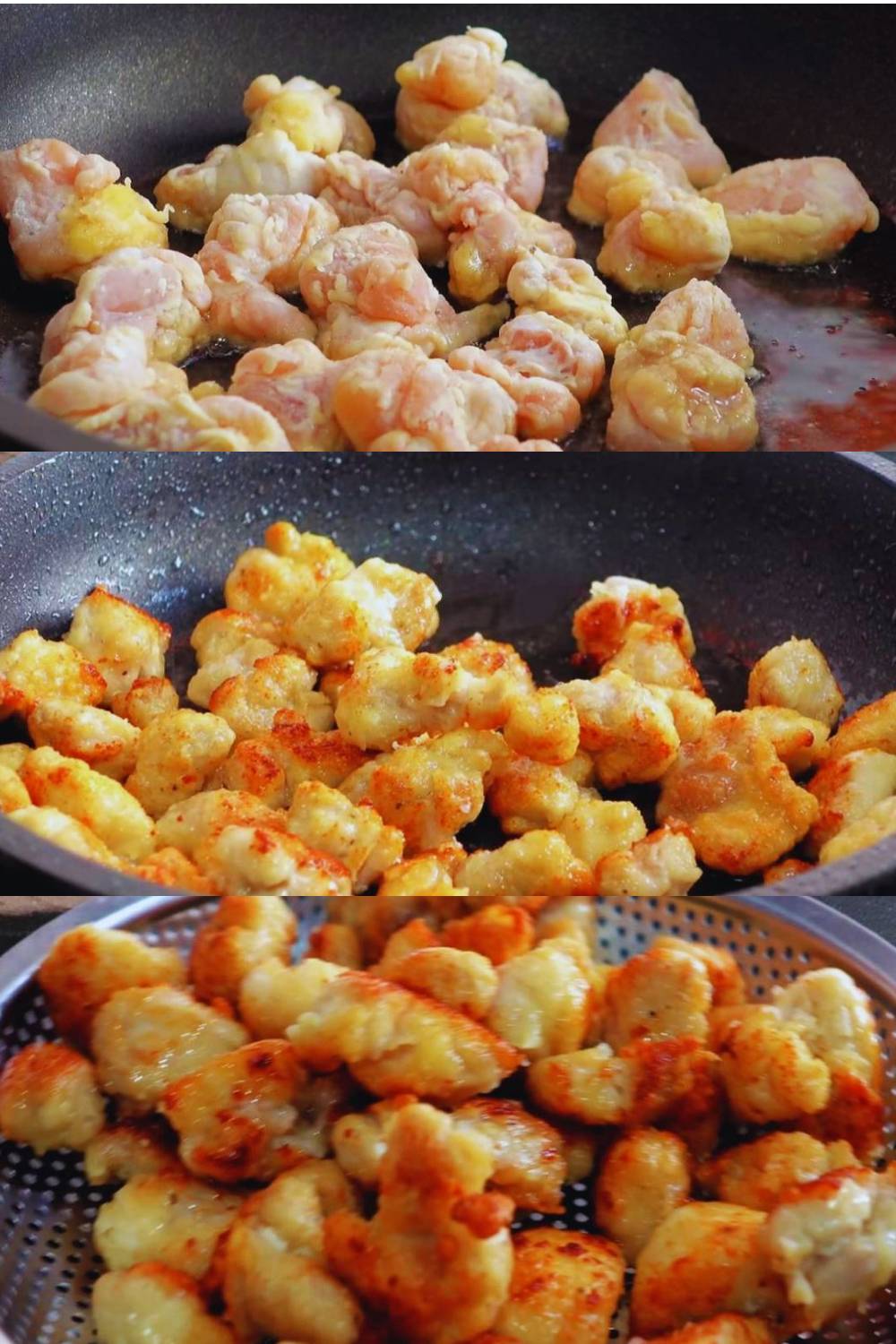 Frying chicken pieces 