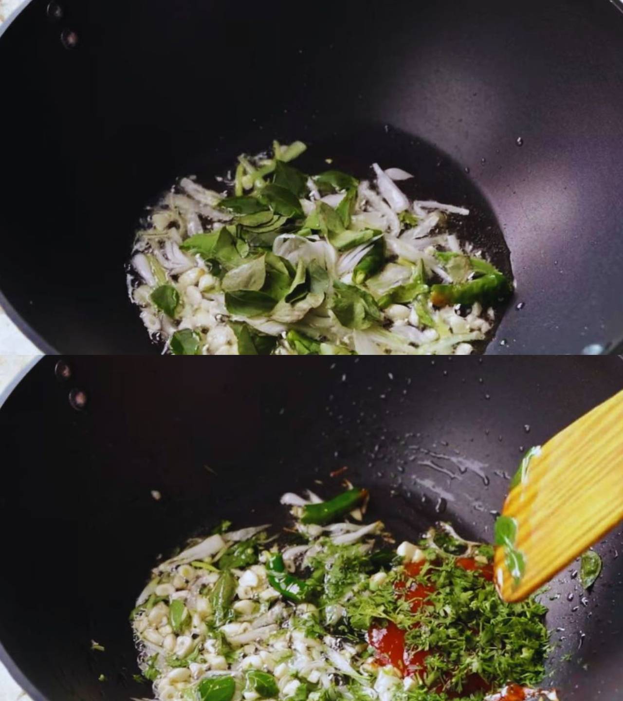 Frying spices and sauce 