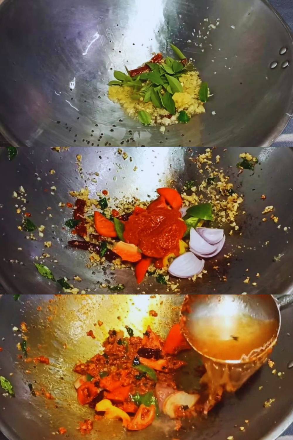 Frying spices and veggies 