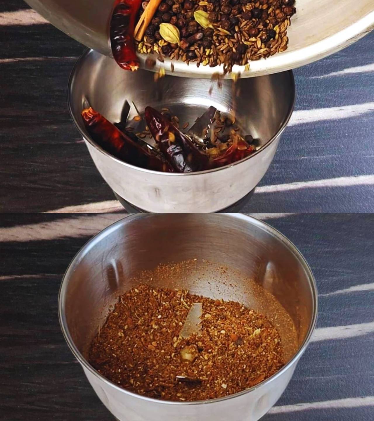 Grinding roasted spices 
