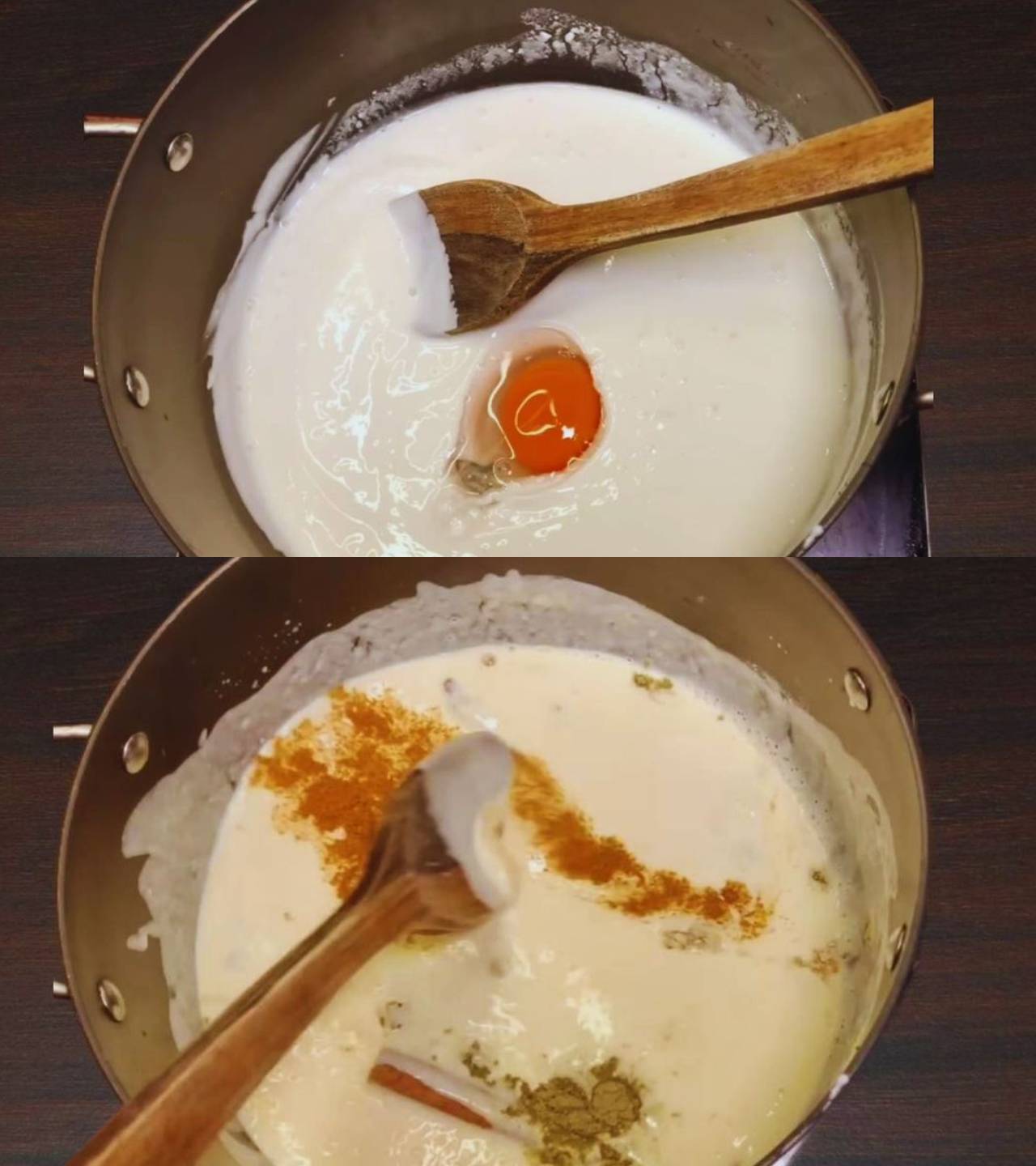 Kashmiri yakhni soup recipe step 2 Mixing Dahi, egg and spices
