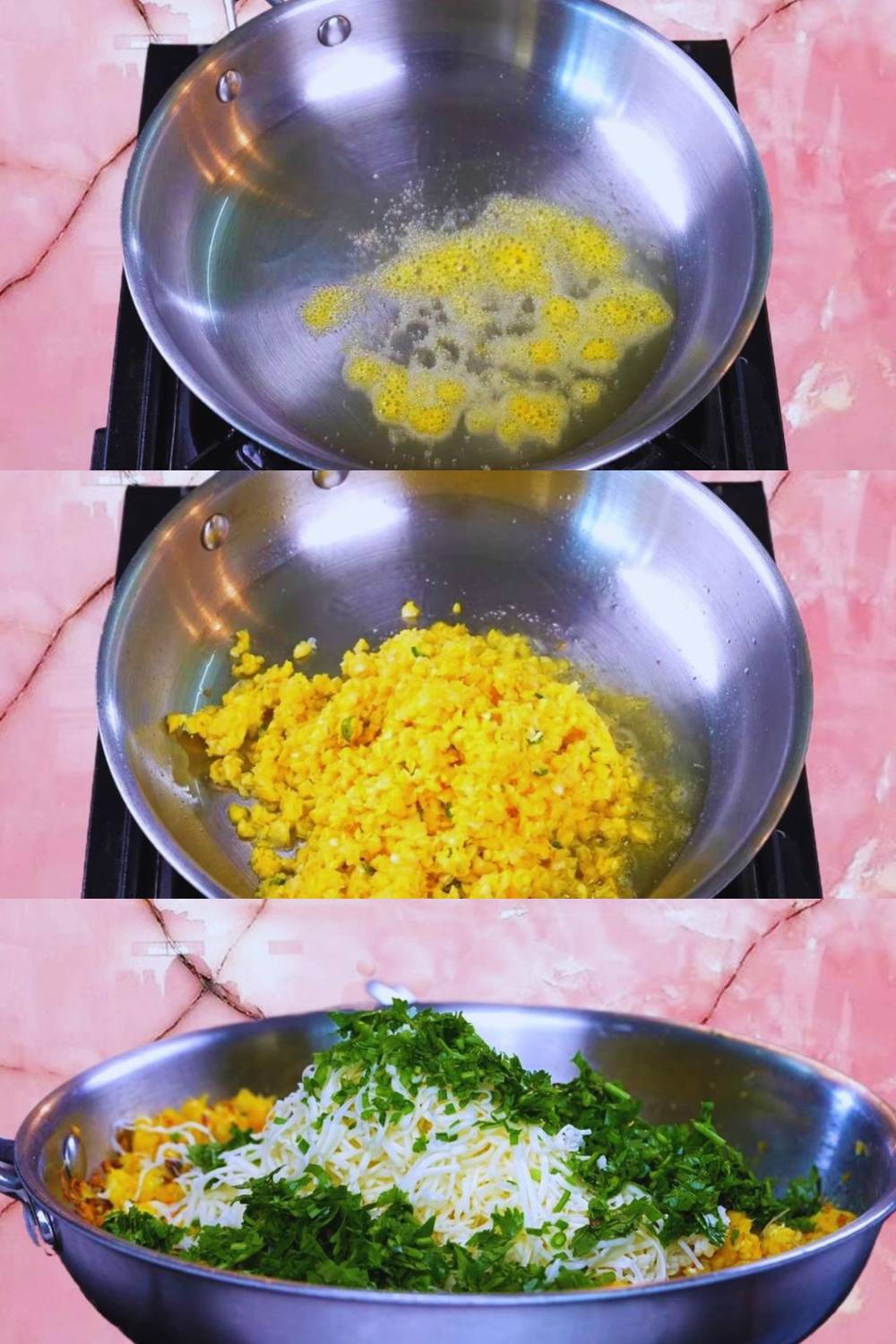 Preparing the paratha stuffing