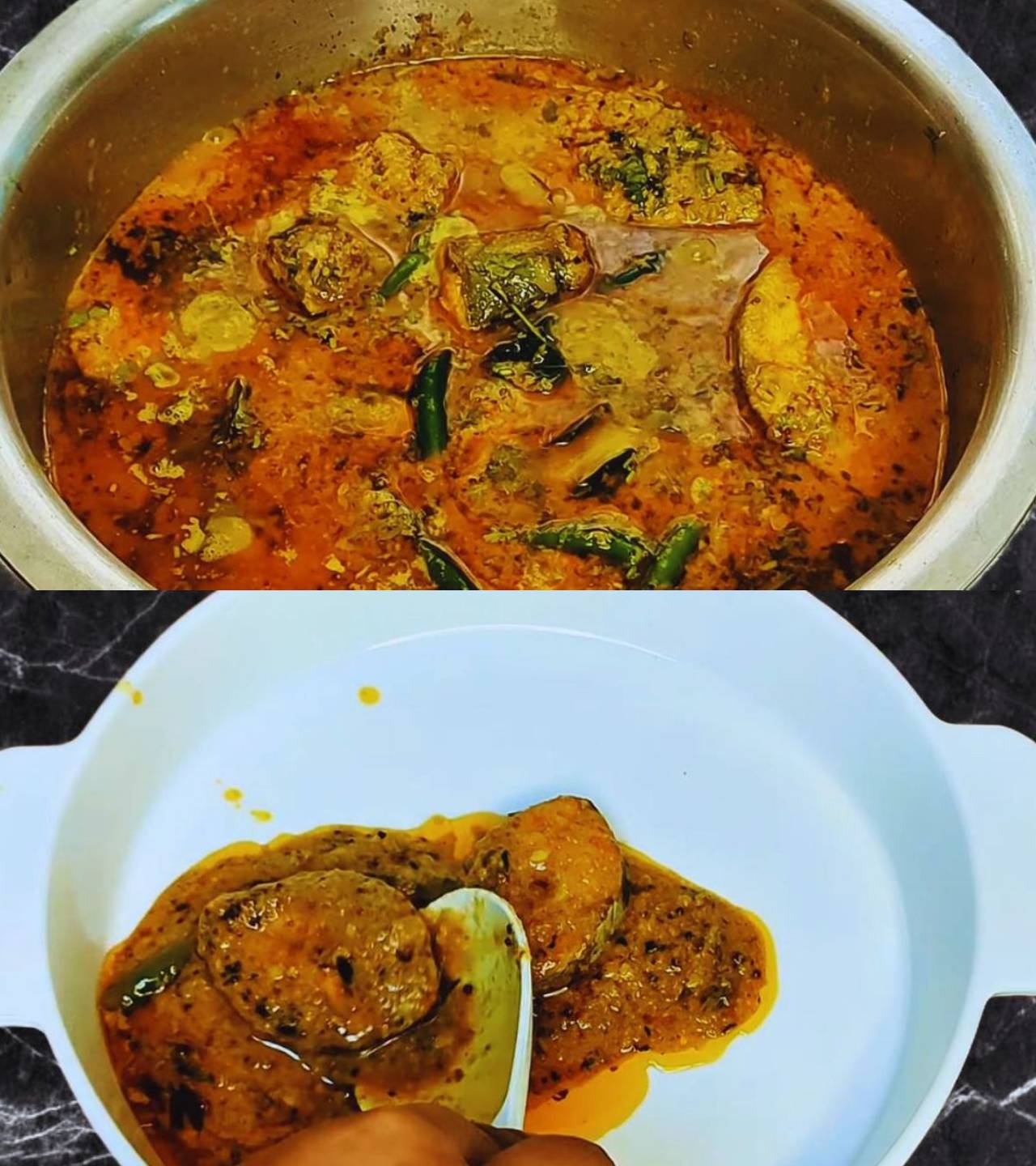 Fish coconut milk curry recipe step 11 Transferring fish coconut milk curry