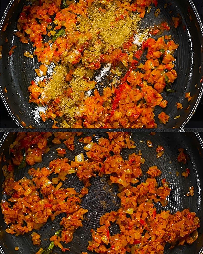 Adding powdered spices 