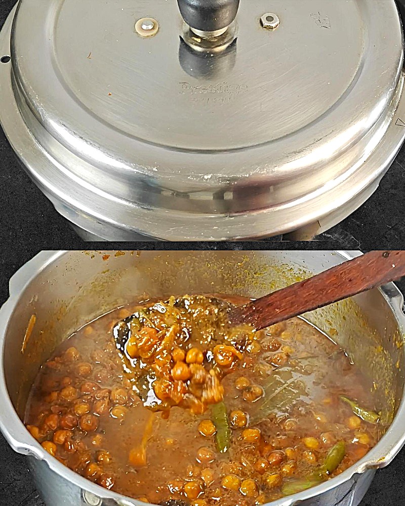 Kala chana curry recipe step 3 Checking consistency