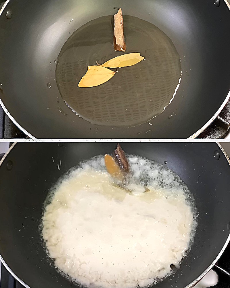 Frying onion cashew paste 