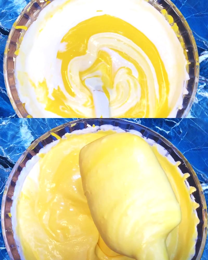 Mango cheesecake recipe step 7 Mixing whipped cream and cheese mixture