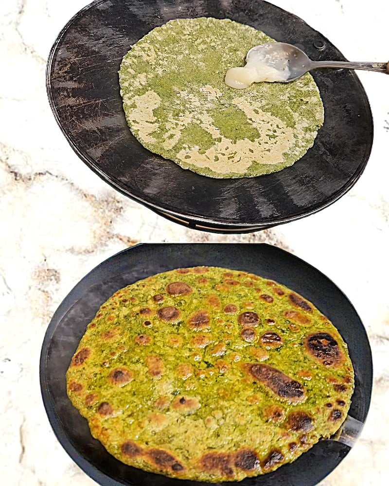 Bathua paratha recipe step 6 Finishing off with ghee