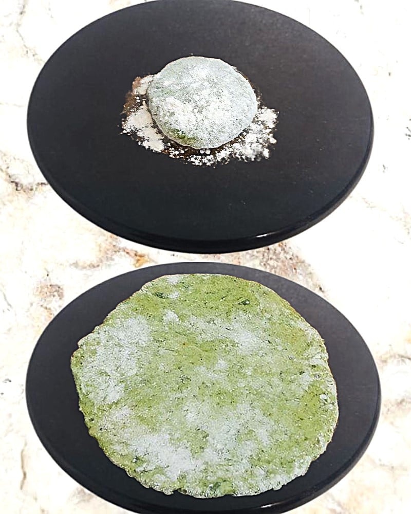 Bathua paratha recipe step 4 Rolling paratha