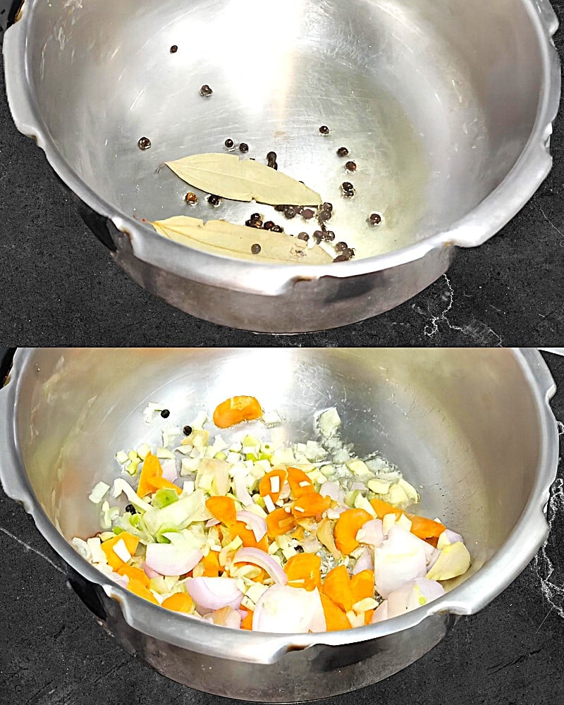 Tomato soup recipe step 3 Frying spices and veggies