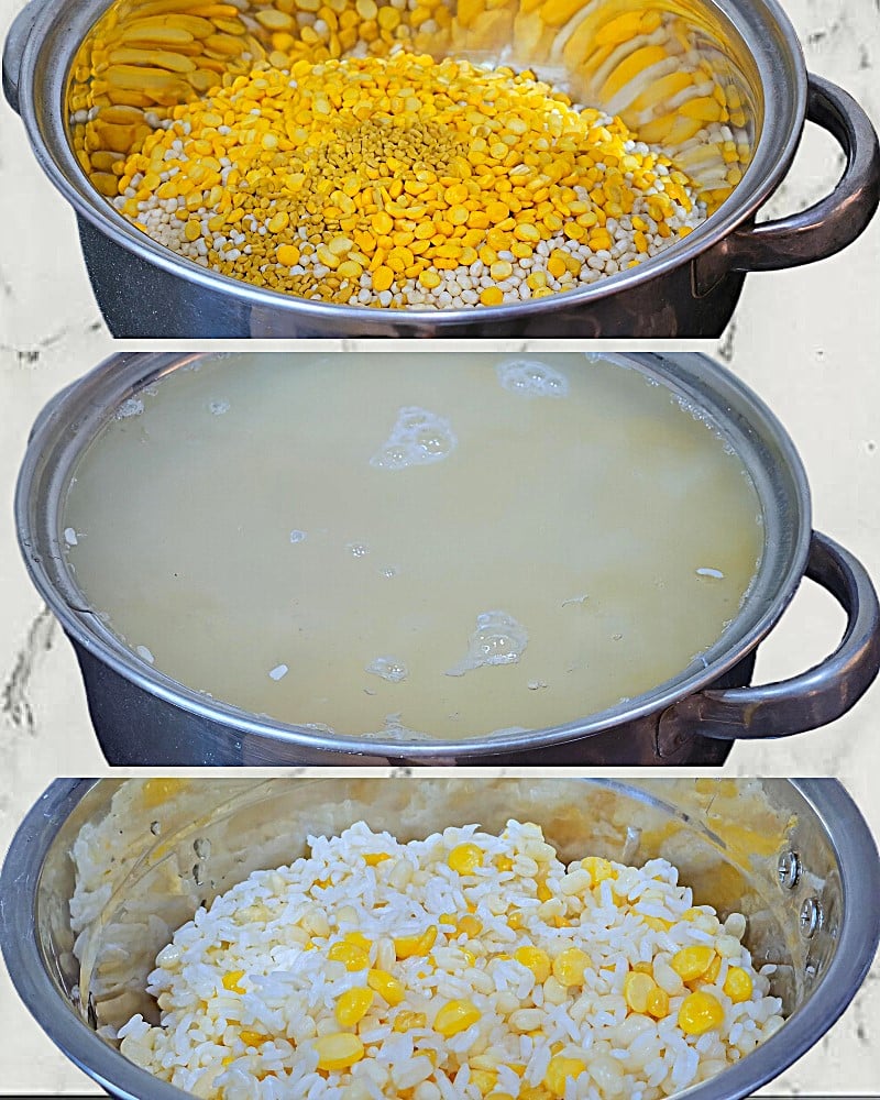 Soaking rice and lentils